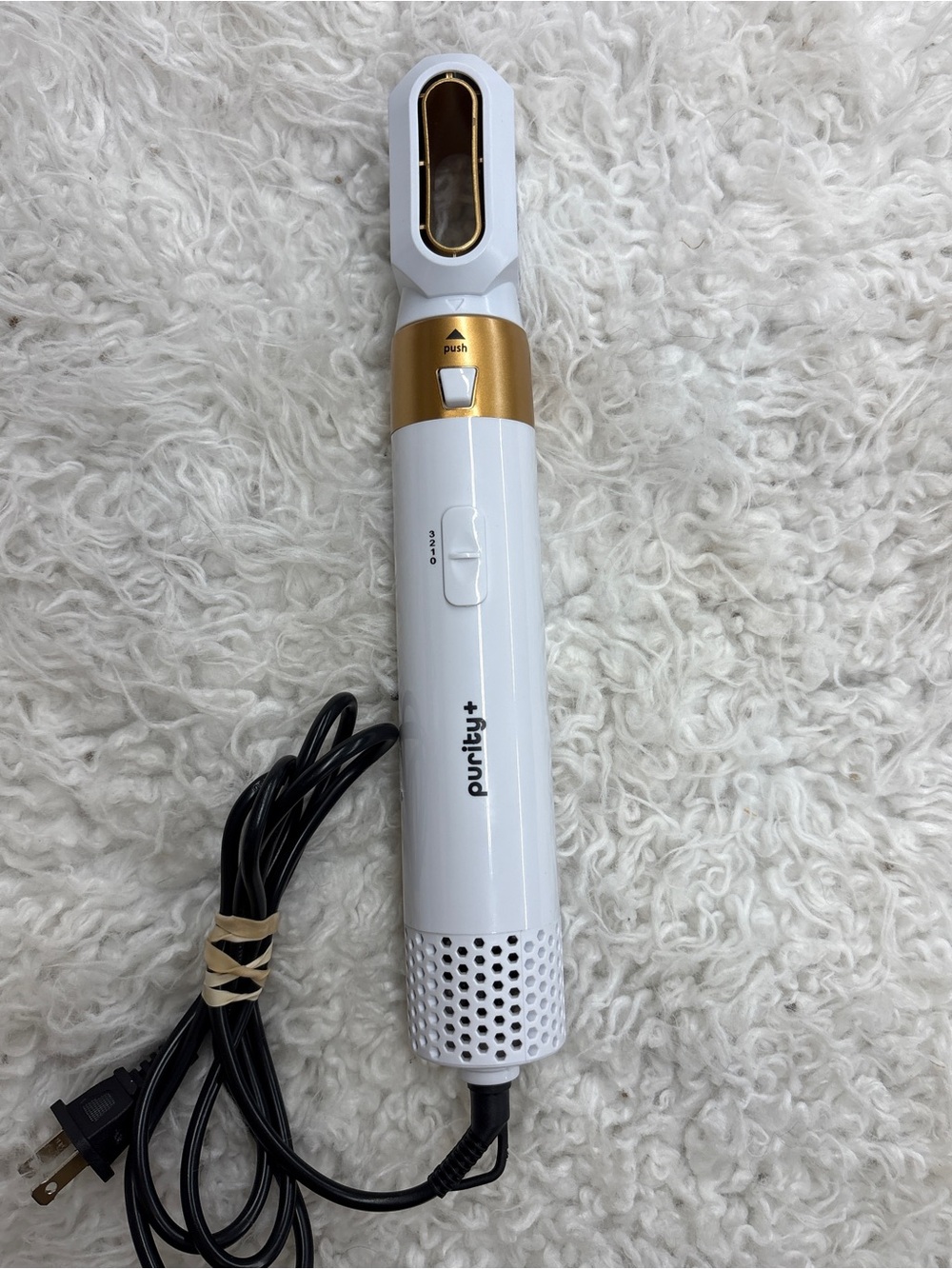 Purity+ White and Gold Mini Hair Styler — Compact Curling & Volumizing Wand
